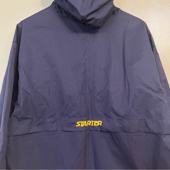 Vintage Starter Men’s 2/4 Zip Windbreaker Hoodie Jacket Blue M NWT - Picture 9 of 13